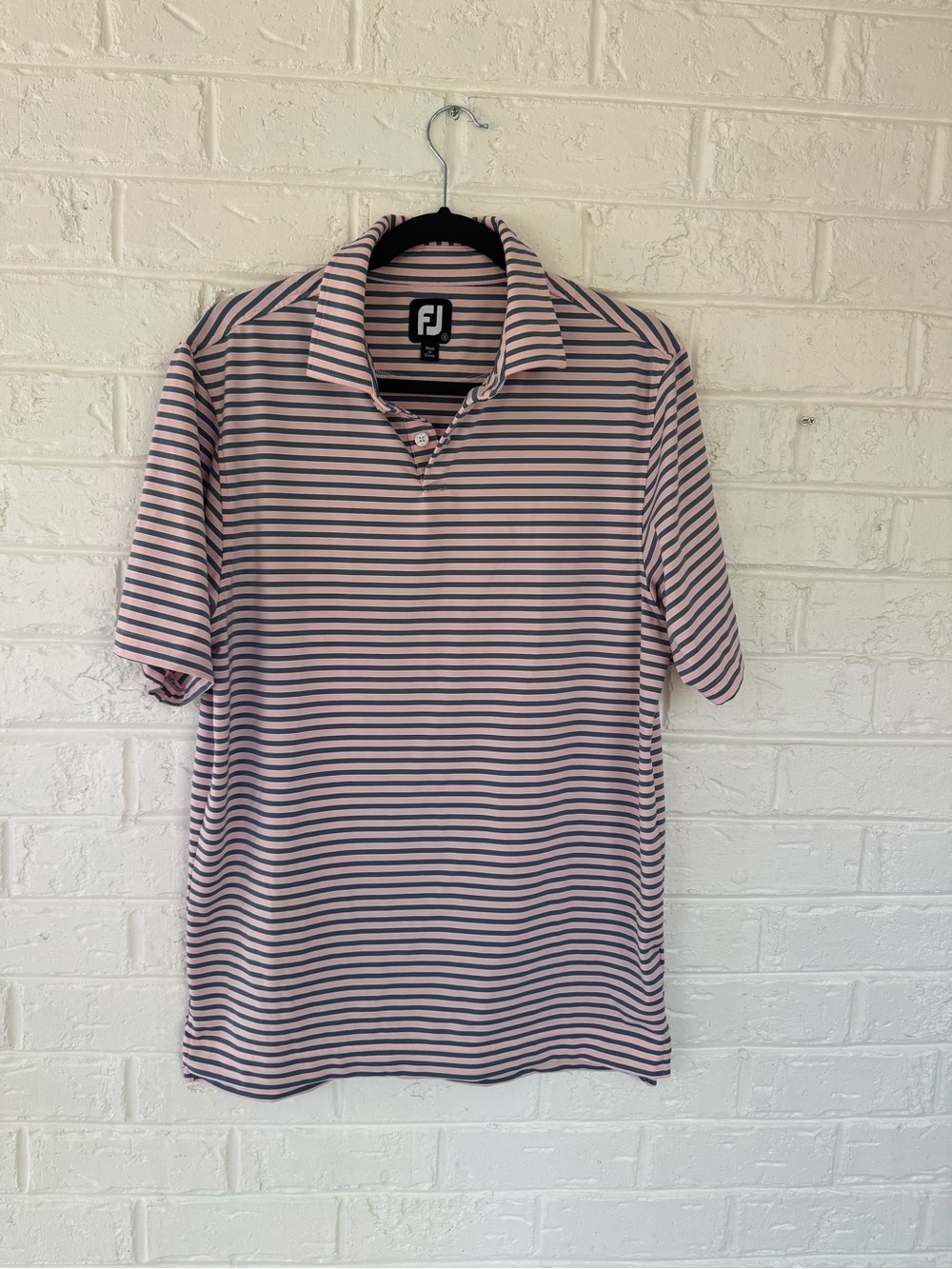 FootJoy Men’s Pink and Navy Striped Golf Polo